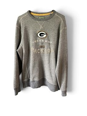 Tommy Bahama Heathered Gray Green Bay Packers Crewneck Sweater Large Gameday